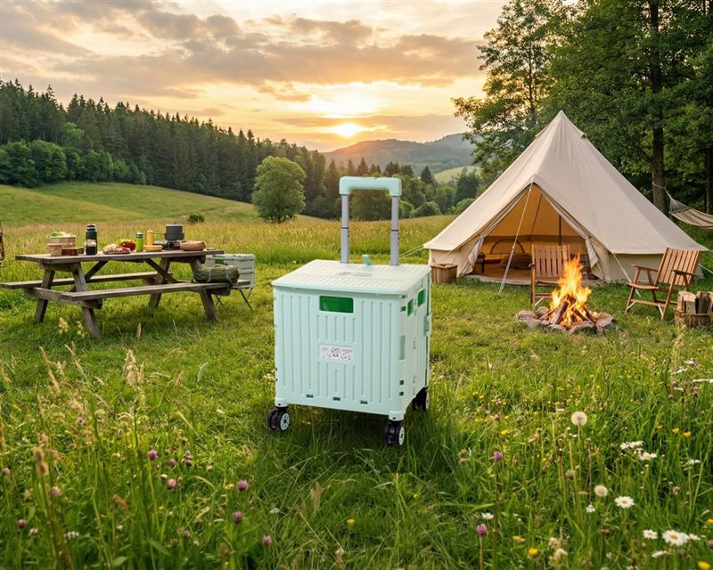 漢神洲際購物廣場來店禮 - MOMOREI莉可兔 時尚四輪摺疊購物車。(圖／漢神集團提供）