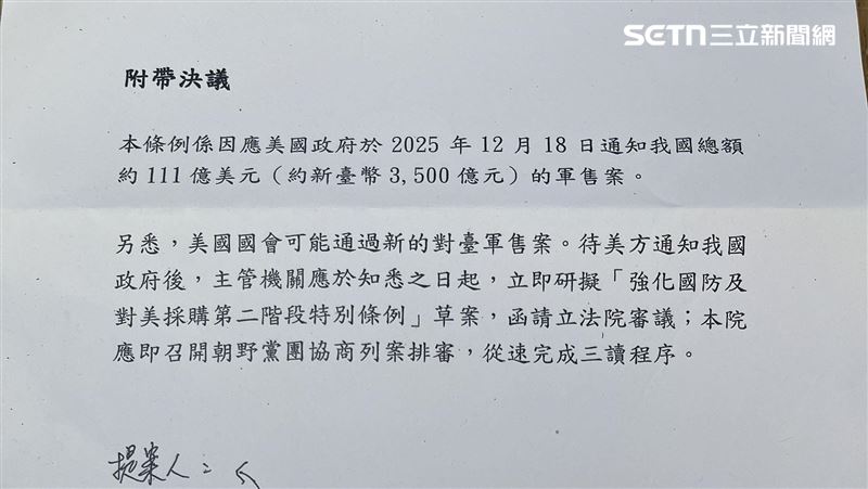 缺席軍購協商!藍營拋附帶決議「沒+N」