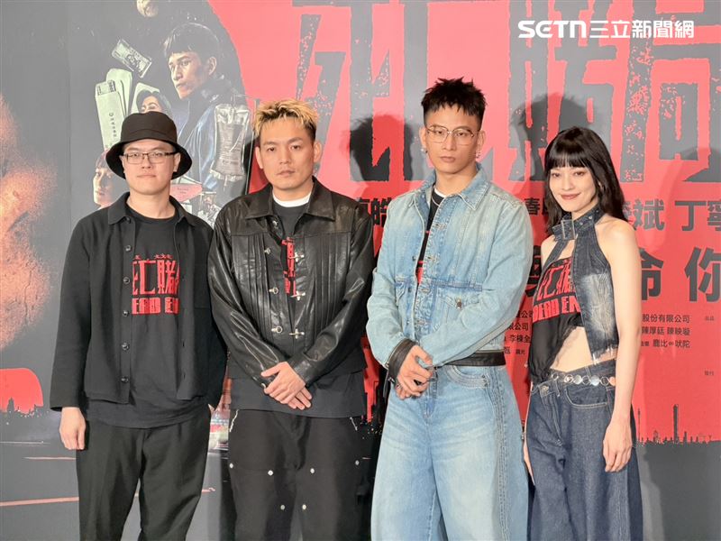 電影《死亡賭局》導演詹淳皓、演員春風、黃奇斌、姚以緹。（圖／記者王培驊攝影）