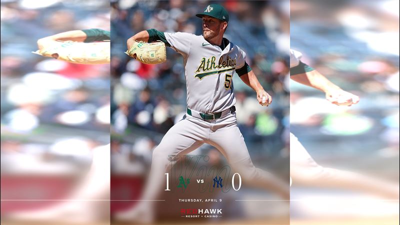 洋基全隊僅擊出1安，遭到運動家完封。（圖／翻攝自運動家推特）