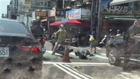 新／台中新仁路市場　轎車爆衝撞飛多人（圖／翻攝記者爆料網）