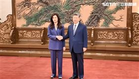 鄭習會北京人民大會堂登場，國民黨主席鄭麗文與中共中央總書記習近平握手（圖／翻攝畫面）