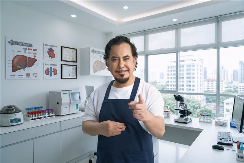 黃秋生受邀擔任「脂肪肝衛教大使」，指出脂肪肝就是肝有病。（圖／社團法人台灣肝病醫療策進會提供）