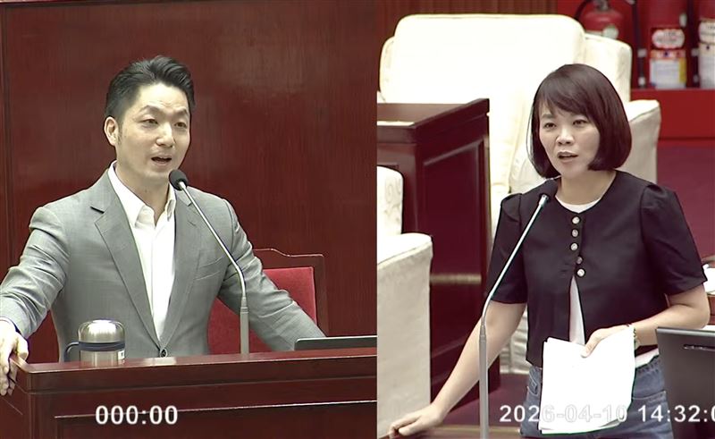 簡舒培問是否同意被鄭麗文當成「兩岸中國人」之一？來回數次後，蔣萬安反問「賴清德的兩岸立場可以代表所有台灣人嗎？你為什麼不挺直腰桿告訴賴清德『民進黨養共諜』？」（圖／翻攝自台北市議會YT）