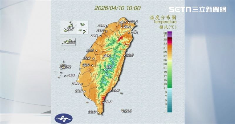 今日台灣部分地區氣溫逼近三十度