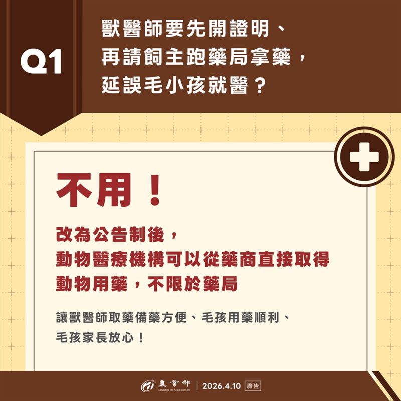 防檢署表示，在採取「公告制」後，就可採雙軌制取得藥品。（圖／農業部提供）