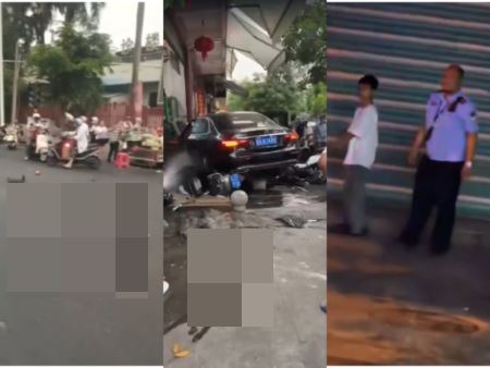 海南一名男童疑似嗑藥後開車,一路狂撞3公里,現場一片混亂。(圖/翻攝自東方新聞)