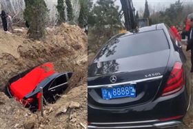 炫富葬禮？遼寧「賓士S450L陪葬」官方介入，車已挖出，事主道歉。（圖／翻攝自中國新聞周刊）