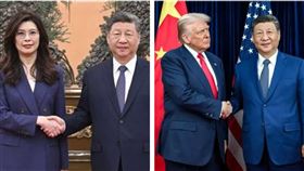 站在川普、鄭麗文身邊都同高，習近平「身高謎團」再掀熱議。（合成圖／國民黨提供、翻攝自白宮官網）