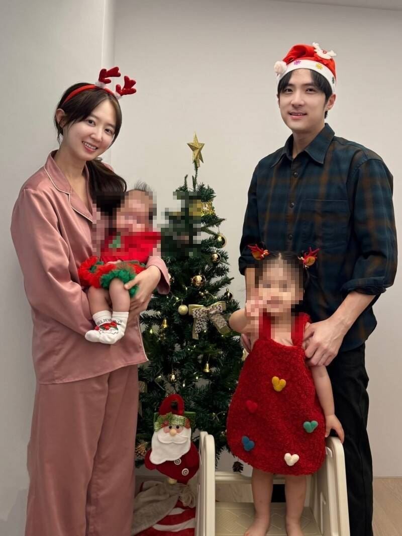 洪詩（左）與老公李運慶（右）婚後育有2女。（圖／翻攝自臉書）
