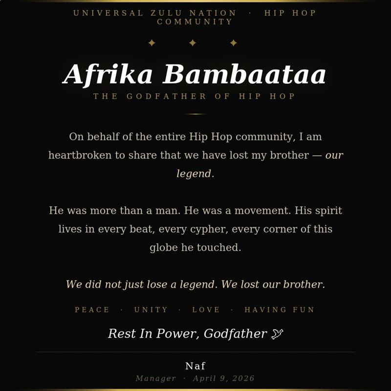 美國嘻哈傳奇阿非利加·班巴塔（Afrika Bambaataa）過世，享壽68歲。（圖／翻攝自IG @afrika_bambaataa_official）