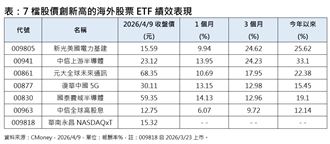 資金回流績效排行洗牌　這7檔股價飆新高