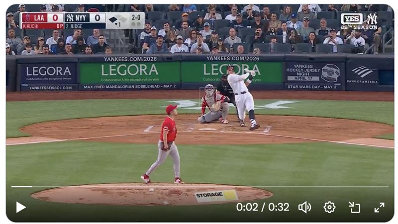 賈吉（Aaron Judge）掃出本季第5轟（圖／翻攝自MLB X）