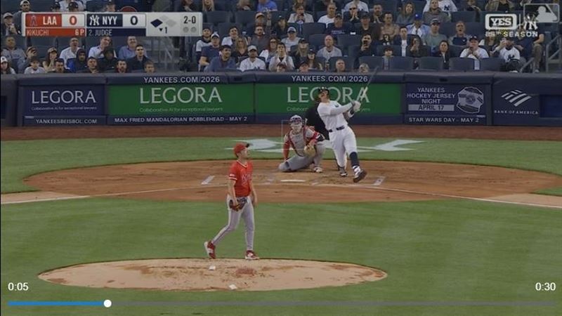 菊池雄星被賈吉(Aaron Judge)擊出全壘打。(圖/翻攝自MLB官網)