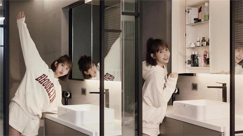 媒體人巫嘉芬曾上節目公布網路瘋傳疑似王子裸擁粿粿的照片，並對比粿粿在IG上PO的居家照，直言：「背景就是粿粿家中的衛浴設備。」（圖／翻攝自粿粿IG）