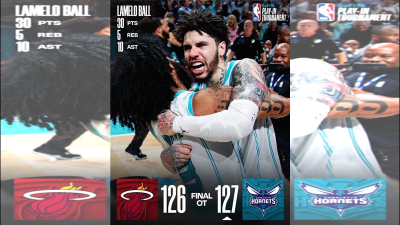 黃蜂127:126淘汰熱火。(圖/翻攝自NBA X)