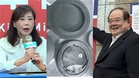 尹乃菁、疑似追蹤器、李乾龍。（圖／翻攝畫面、記者詹宜庭攝影）