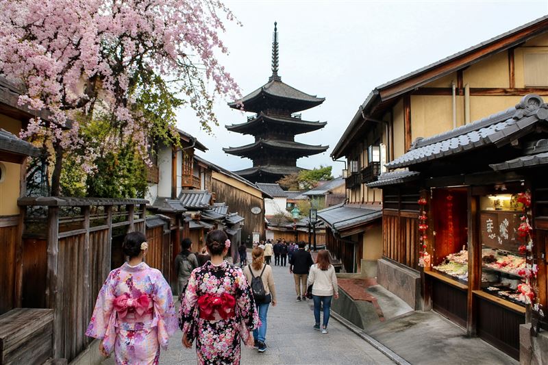 京都物價、房價上漲，導致日本旅客減少。定居台灣的日籍作家「日本人的歐吉桑」提到，若遇到門口寫英文招牌的餐廳，價格通常都比較貴。（圖／AI製圖）