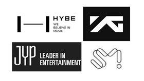 SM、JYP、HYBE、YG、近期合資創立了法人公司JV。（圖／翻攝自HYBE、SM、JYP、YG官網）