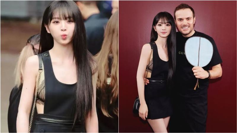 田曦薇「內衣外穿」的穿著，完全打破她清新鄰家女的形象。（圖／翻攝自微博）