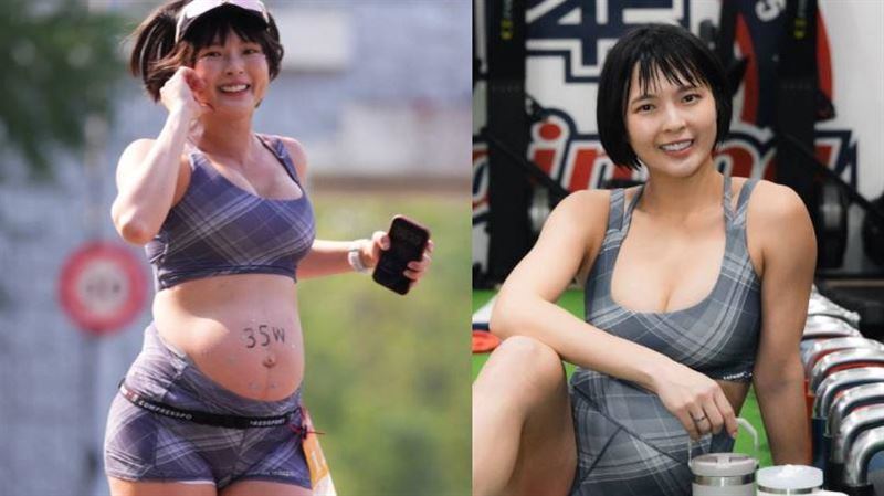 不到1個月要生　女星挺35週孕肚跑馬拉松
