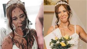 英國女子潔瑪蒙克在婚禮上遭嫂嫂潑黑漆。（圖／鏡週刊）