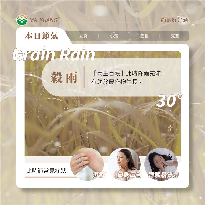 穀雨常見濕疹、口乾、情緒煩躁等不適症狀。（圖／馬光中醫提供）