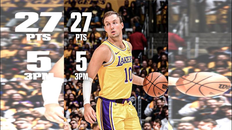 洛杉磯湖人隊肯納德（Luke Kennard）攻下季後賽生涯新高的27分。（圖／翻攝自X平台 @ESPNNBA）