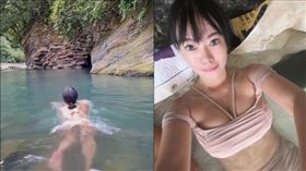 宜蘭山區的秘境溫泉，以自然原始景觀與寬廣湯池吸引不少遊客造訪，近期因一名網紅小方糖分享泡湯經驗，卻意外讓話題焦點出現「大歪樓」。（圖／翻攝自小方糖IG）