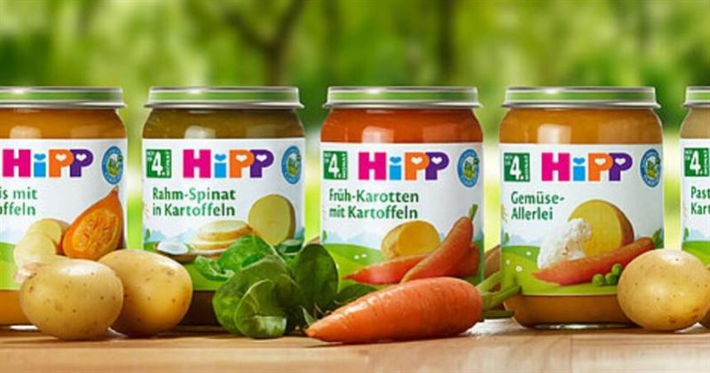 德國知名品牌喜寶（HiPP）宣布，全面召回在奧地利斯巴超市（Spar）販售的所有瓶裝嬰兒泥食品。（圖／翻攝自HiPP官網）