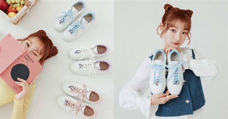 「牡蠣寶寶款雙色鞋帶小白鞋」，在經典小白鞋輪廓中注入牡蠣寶寶的療癒元素，並結合三大機能設計。（圖／品牌業者提供）