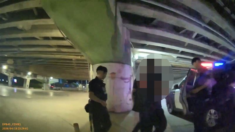 警方在百齡橋下逮捕潛姓男子。（圖／翻攝畫面）