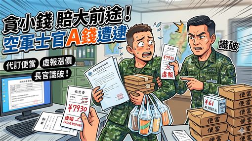 貪2千賠一生！空軍士官訂餐A錢慘了