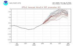 「觀氣象看天氣」分享，據NOAA最新預報，偏強聖嬰發展機率提升。（圖／翻攝自觀氣象看天氣 臉書）