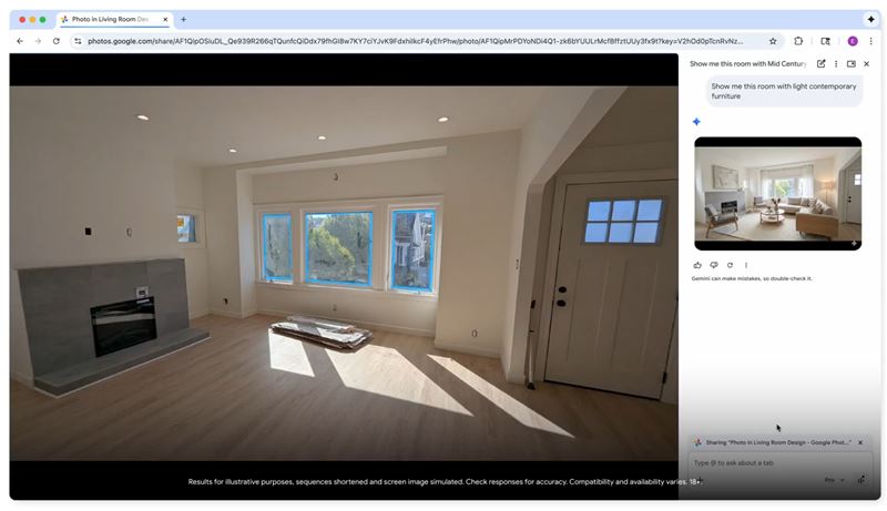 Nano Banana 2的模型直接內建於Chrome。只要在側邊欄用文字描述想像中的畫面，Nano Banana 2可以直接調整圖片，不需要額外上傳檔案或開啟新分頁。（圖／Google提供）