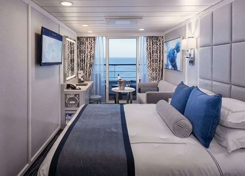 「憲章號」船上70%為私人陽台的海景房。（圖／記者蕭翰弦攝影）