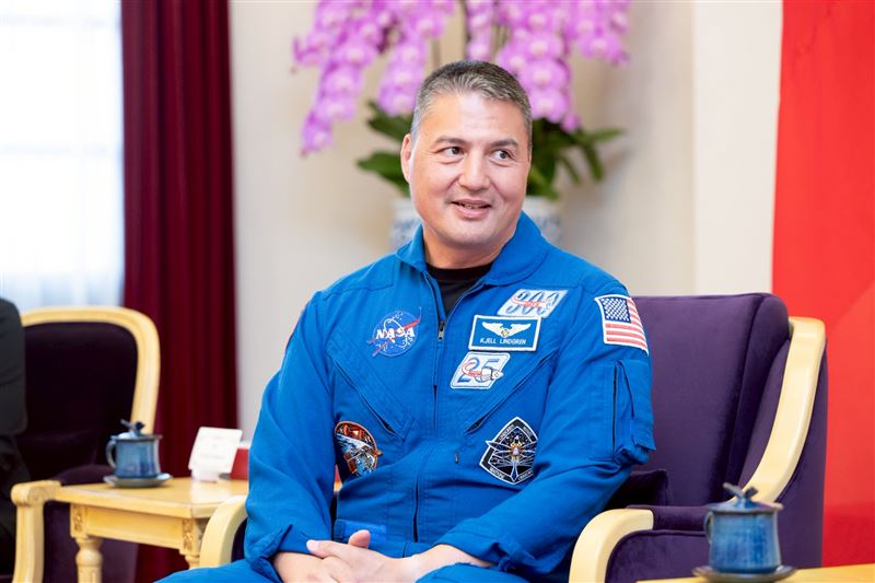 蕭美琴接見台灣出生的NASA台裔太空人林琪兒醫師(Dr. Kjell Lindgren)。（圖／總統府提供）