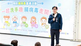 陳其邁至凱旋國小宣導腸病毒衛教為防堵腸病毒疫情呼籲，高雄市長陳其邁（圖）21日至凱旋國小宣導洗手重要性，落實正確洗手5步驟「濕、搓、沖、捧、擦」。（高雄市政府提供）