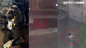 台南,騎士,機車,排水溝,仁德,坡堤,高架橋,國道1號,裸泳,高雄,三爺宮溪（圖／翻攝畫面）
