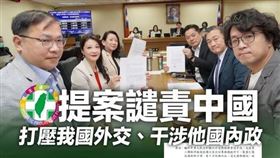民進黨立法院黨團在外交國防委員會提出臨時提案，朝野一致通過，嚴正譴責中國！（圖／翻攝自民進黨臉書）