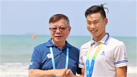 潘子易在第6屆亞洲沙灘運動會鐵人兩項摘銅。（圖／中華奧會提供） 