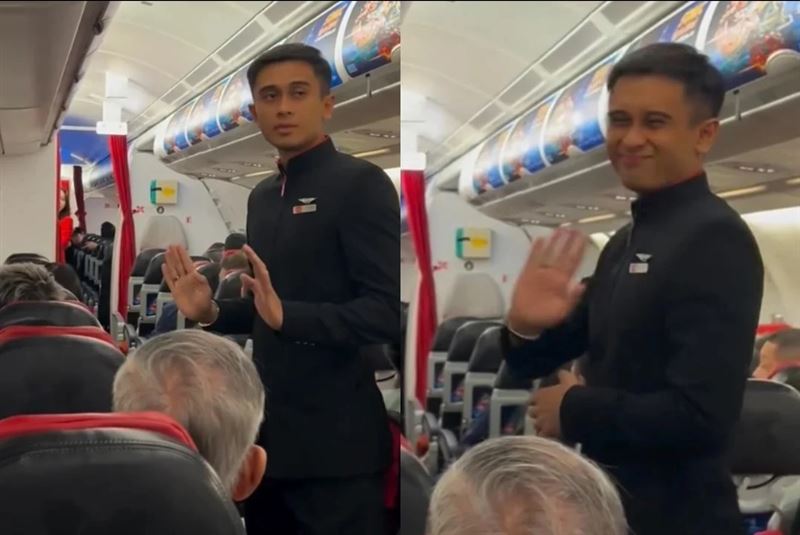 中國籍女乘客情緒失控，這位空少全程冷靜到不行，語氣穩定、動作克制，完全沒被對方的火氣帶著走。（圖／翻攝自Threads）