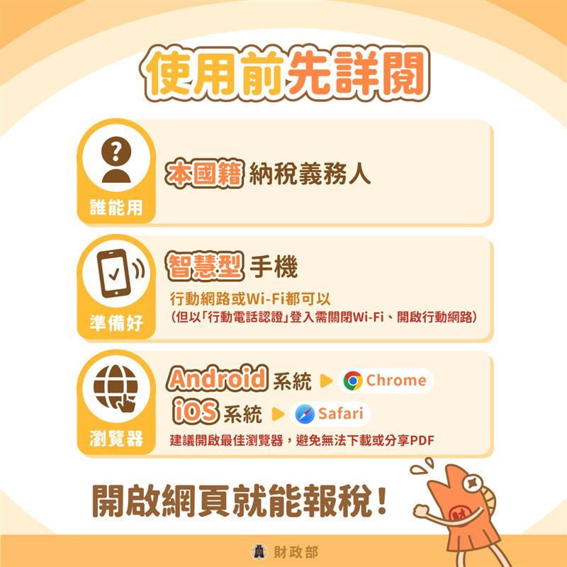 五月報稅季到！財政部推手機報稅免裝APP，只要在5/1至6/1完成申報上傳，即有機會抽中總額525萬豪禮。最大獎現金5萬元，共近2萬個中獎名額，人人有機會！（圖／財政部提供）