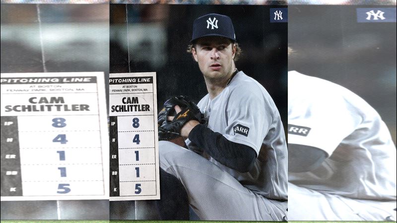 史利特勒（Cam Schlittler）先發8局僅失1分責失。（圖／翻攝自洋基推特）