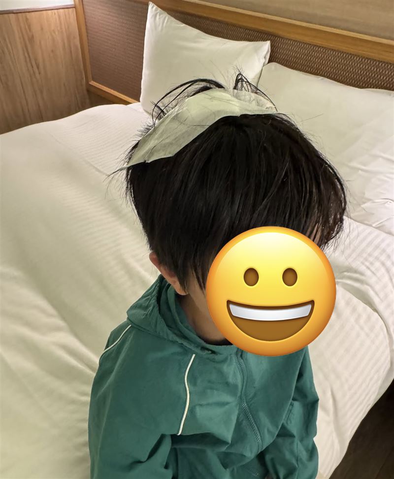 廖家儀兒子摔破頭。（圖／翻攝自IG）