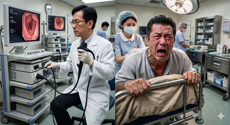 一名在江湖上呼風喚雨、帶領數十名小弟的資深「角頭大哥」，向《三立新聞網》記者透露親身經歷的一場「大腸鏡驚魂記」（圖／AI生成圖）