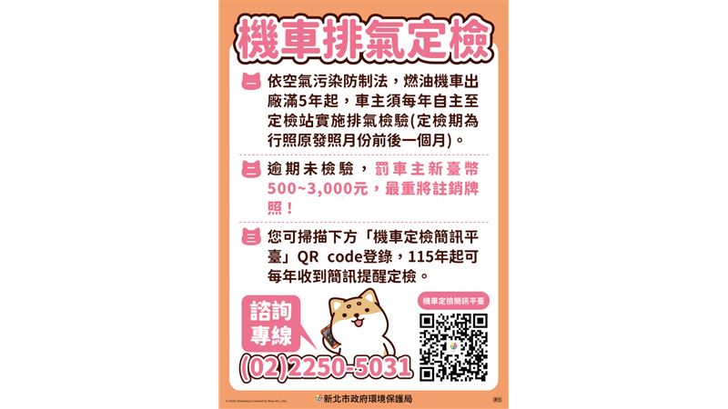 新北機車定檢通知全面E化