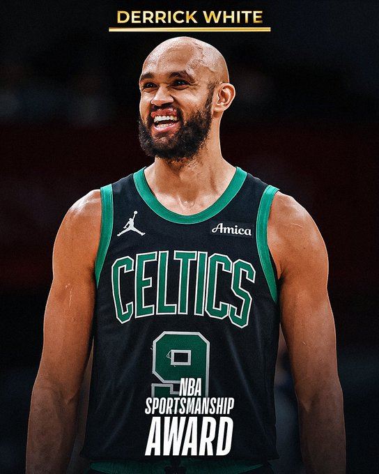 懷特奪下NBA運動精神獎,塞爾蒂克球員連兩年獲殊榮。(圖/翻攝自X平台 @NBA)