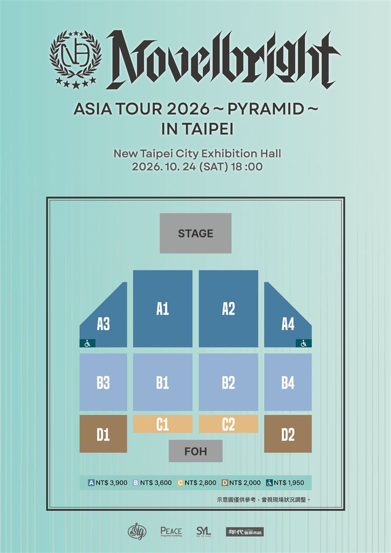 「Novelbright ASIA TOUR 2026 ～PYRAMID～」台北站，將在5月8日中午12點在年代售票系統開賣。（圖／和協整合行銷提供）
