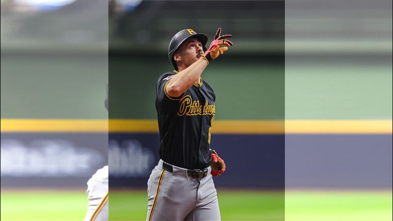 海盜頭號新秀葛瑞芬（Konnor Griffin）在20歲生日當天敲出生涯首轟。（圖／翻攝自海盜推特）